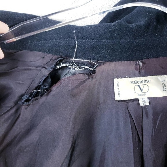 Valentino Miss V Black Double Breasted Notch Collar Long Trench Coat Size 46/12 - Picture 6 of 8